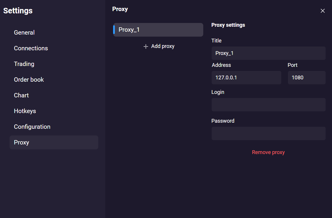 Proxy settings Proxy settings